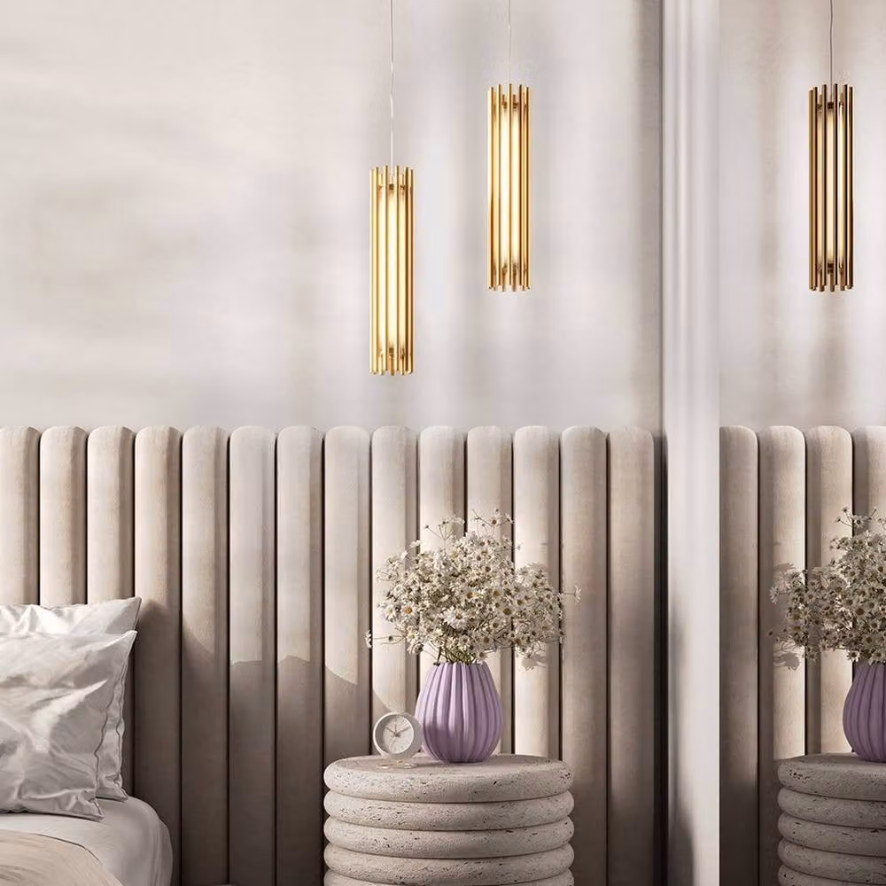 Maytoni Sonata Modern Integrated LED Pendant Ceiling Light in Gold/Brass, 3000K Warm White – 2