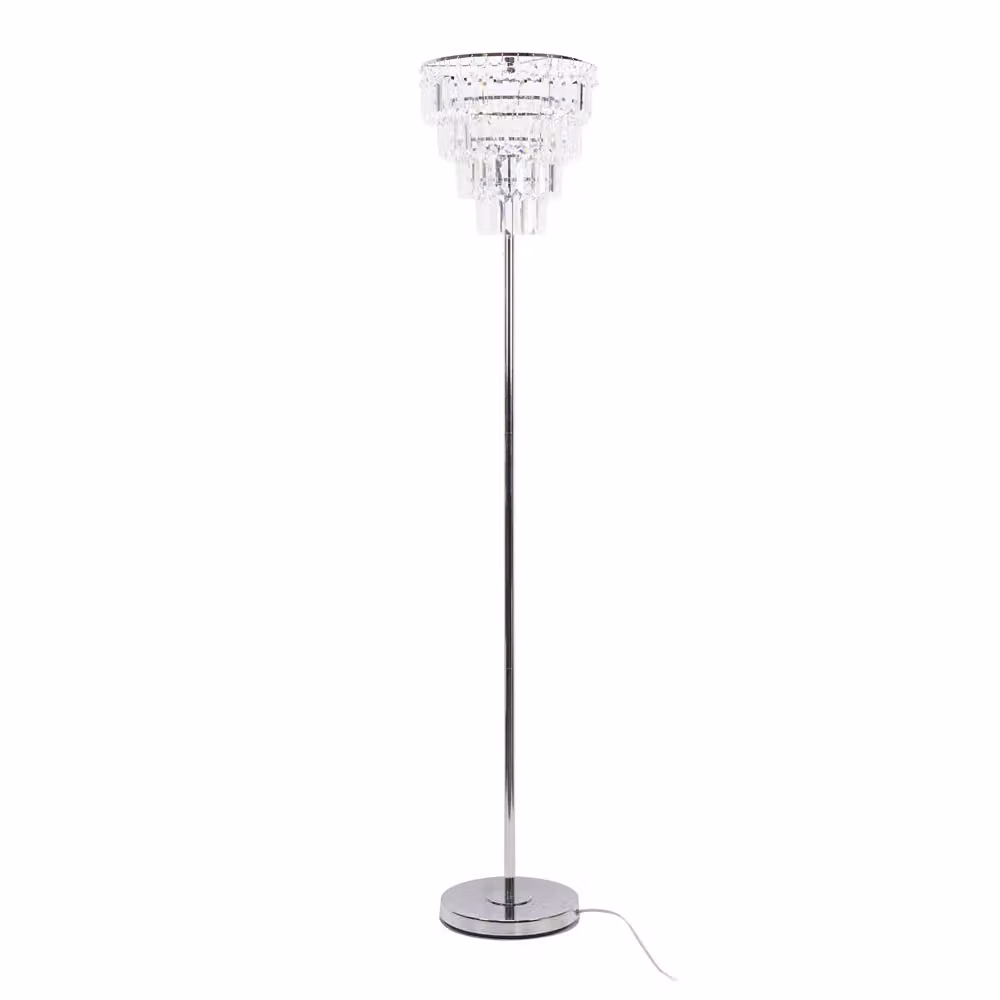 ValueLights Kelsks Chrome Floor Lamp with Silver Jewel Droplet Shade – 2