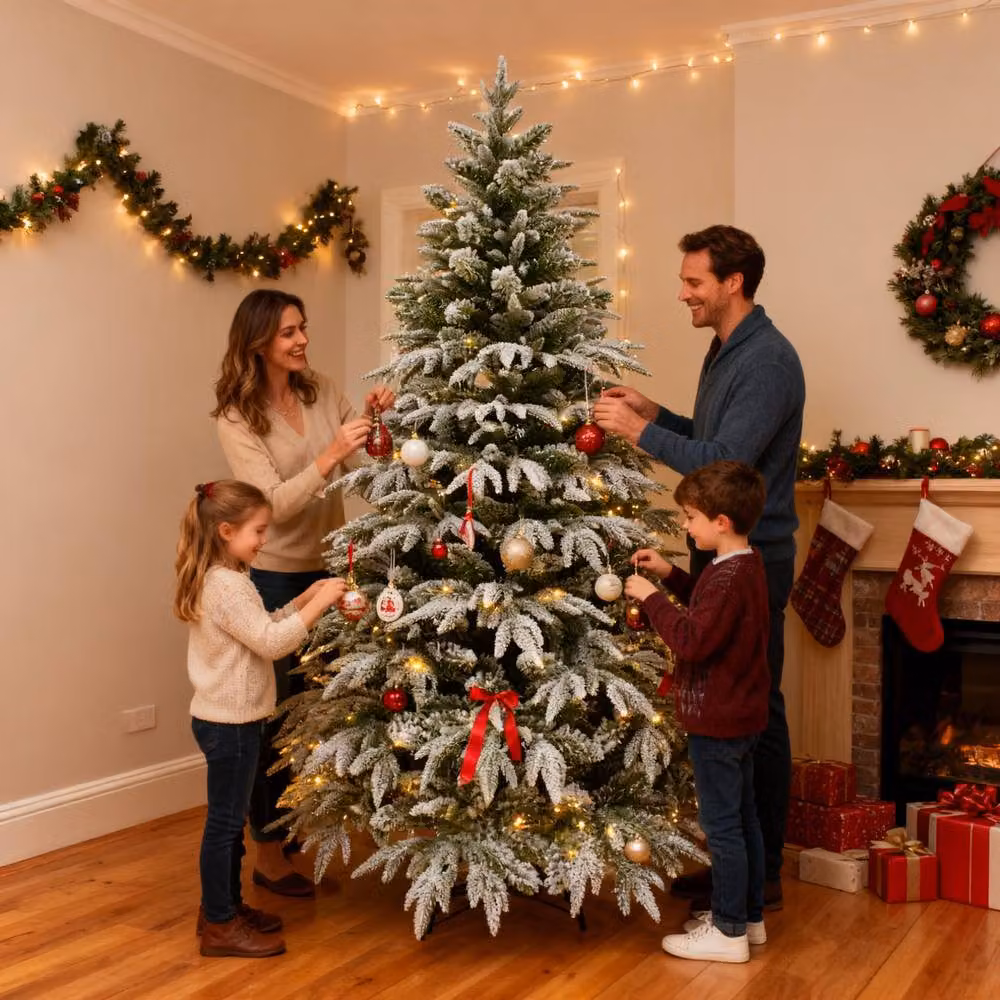 Shatchi 10ft Lapland Fir Christmas Tree in Green with Warm White LEDs – 3