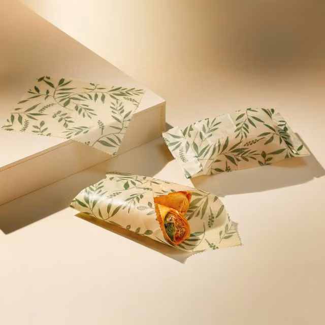 KitchenCraft Set of 3 Reusable Organic Cotton Vegan Food Wrap Sheets in Multicolour and White