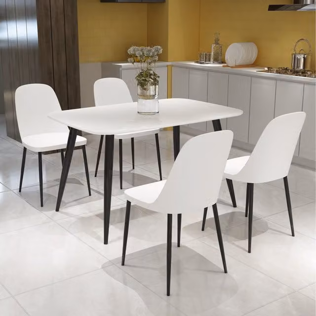 Core Products Ltd Aspen Rectangular White Table and 4 Duo Plastic Chair Set