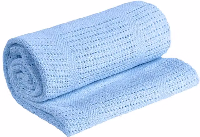 My Little World Blue Geometric Cotton Cellular Baby Blanket for Cot
