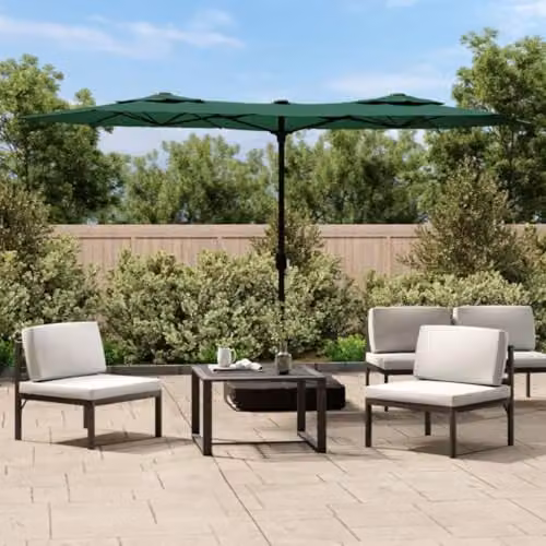 vidaXL Double-Head Cantilever Garden Parasol with UV Protection, Green – 2