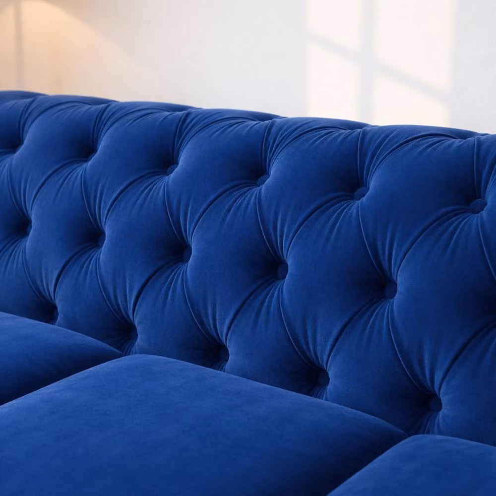 Sofaya Hampton 4 Seater L Shape Chesterfield Sofa in Blue Velvet with Right Hand Chaise – 3