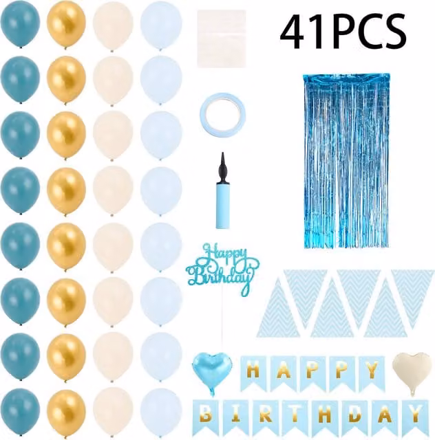 Lifeideas 41-Piece Blue Birthday Party Balloon Decoration Set with Letters