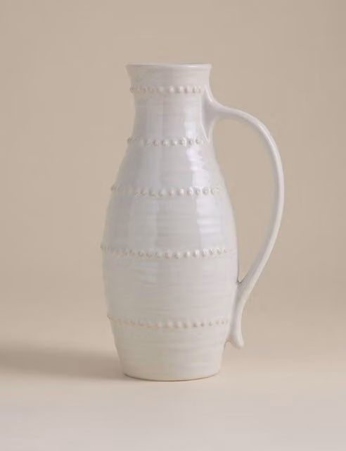 M&S Soft White Dotted Shaped Bobble Ceramic Jug