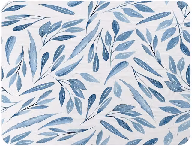 Benjamin Tate Design Watercolour Blue Branches With Leaves Fleece Blanket in Blue and Sand, W/D/H: 120 x 150 cm – 2