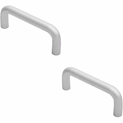 Loops 2 Pack Rounded D Shaped Bar Handle in Brushed Silver Aluminium, W: 150 mm, Diameter: 19 mm