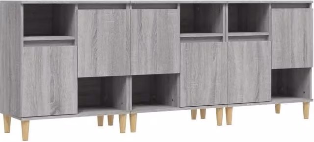 Berkfield Home 3-Piece Sideboard Set in Grey Sonoma, Engineered Wood, W/D/H: 60 x 35 x 70 cm – 1