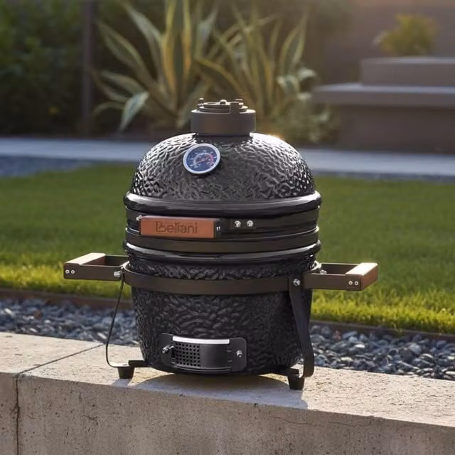 Wyld and Coco Black Kamado Ceramic Charcoal Grill with Thermometer – 1