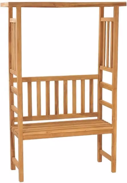 Berkfield Home Garden Bench with Pergola in Brown Solid Teak Wood, Width: 115 cm – 1