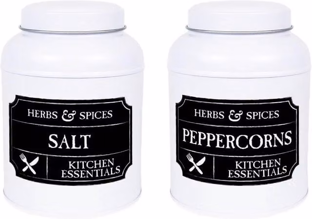 Purely Home Mixed Herbs Metal Kitchen Storage Canister in Black and White