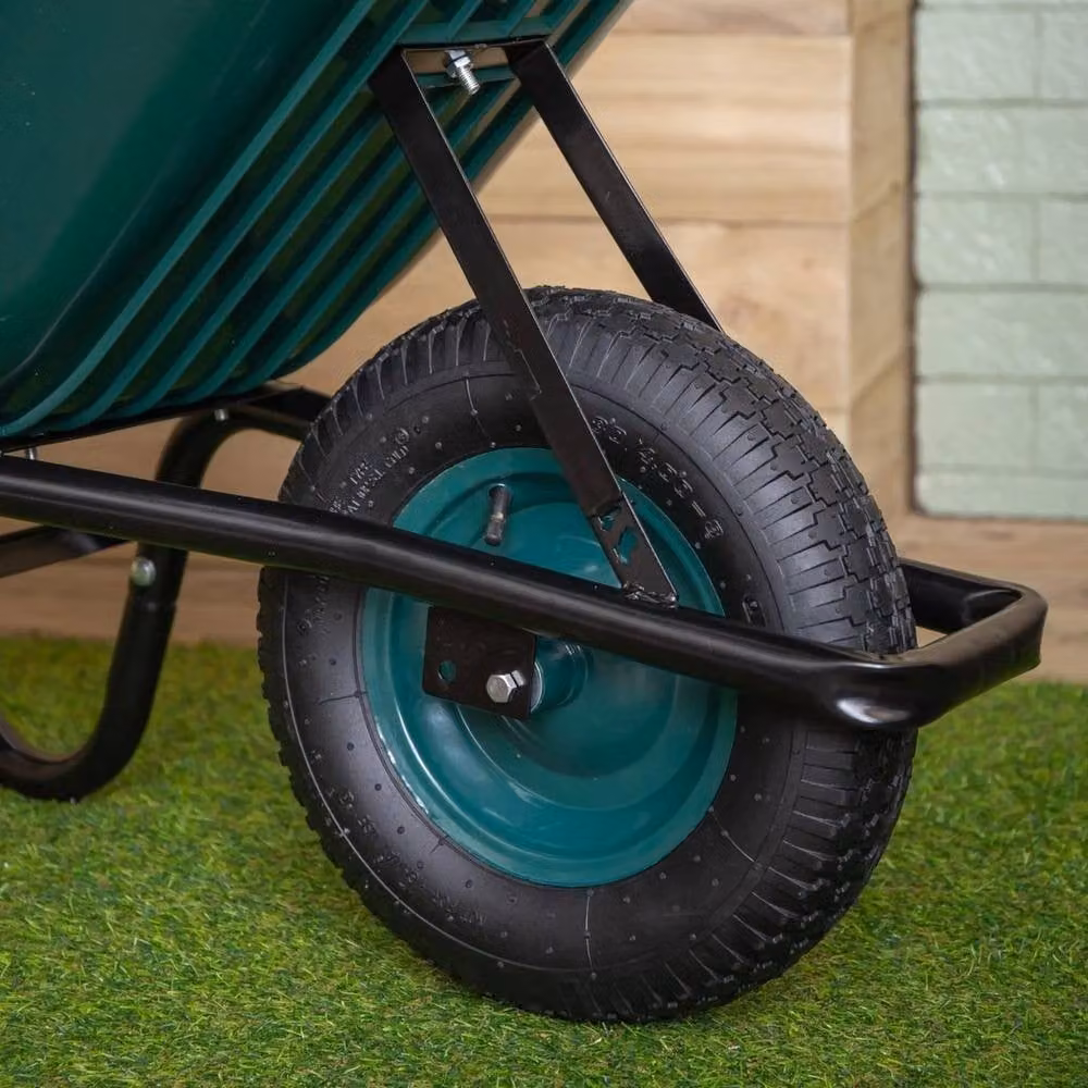 NESTLUNE Heavy Duty Outdoor Plastic Garden Wheelbarrow, 110 Litre Capacity, 150kg Load, Green – 5