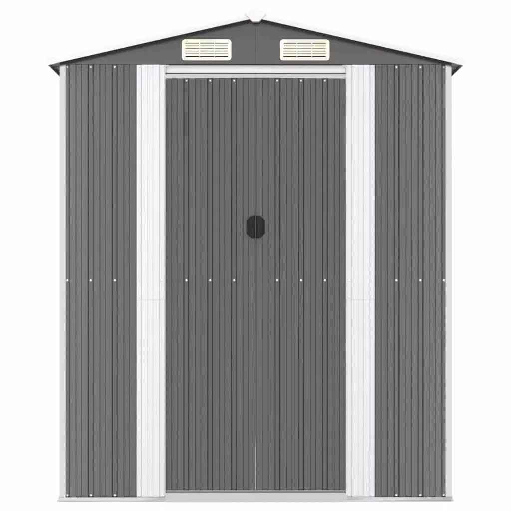 Berkfield Home Garden Shed in Light Grey, Galvanised Steel with Gable Roof and Sliding Doors, W: 689 cm, D: 192 cm, H: 223 cm – 3