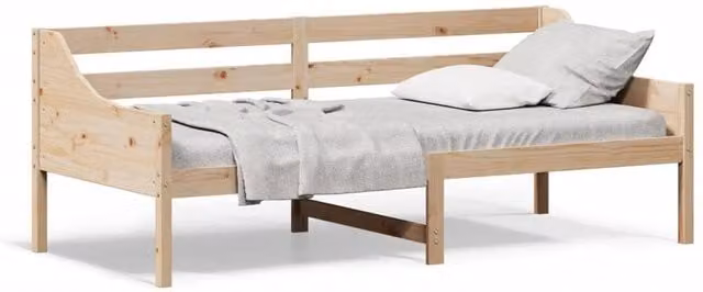 Berkfield Home Rustic Solid Wood Pine Day Bed in Beige, W/D/H: 90 x 200 cm