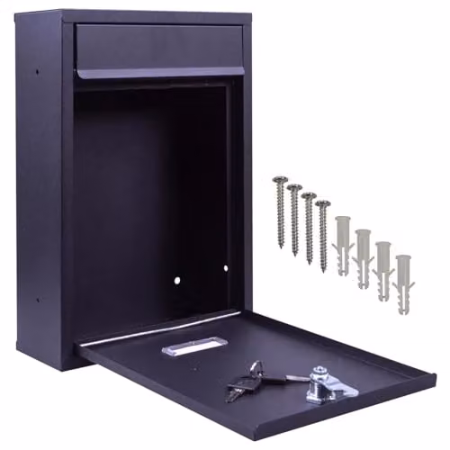 mysmartbuy Black Wall Mounted Lockable Steel Letterbox H32 x W22 x D8.5 cm – 4