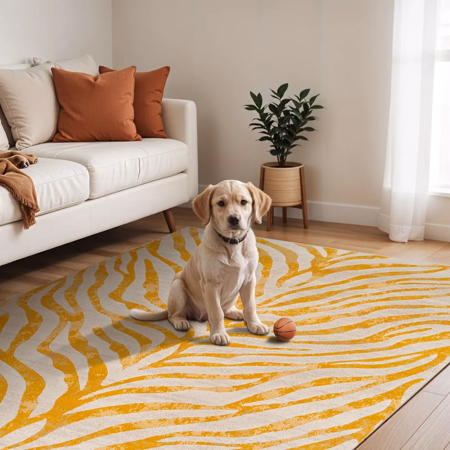 Livabliss Boho Zebra Animal Print Rug in Grey, Beige and Yellow, W: 80 cm, L: 220 cm – 4