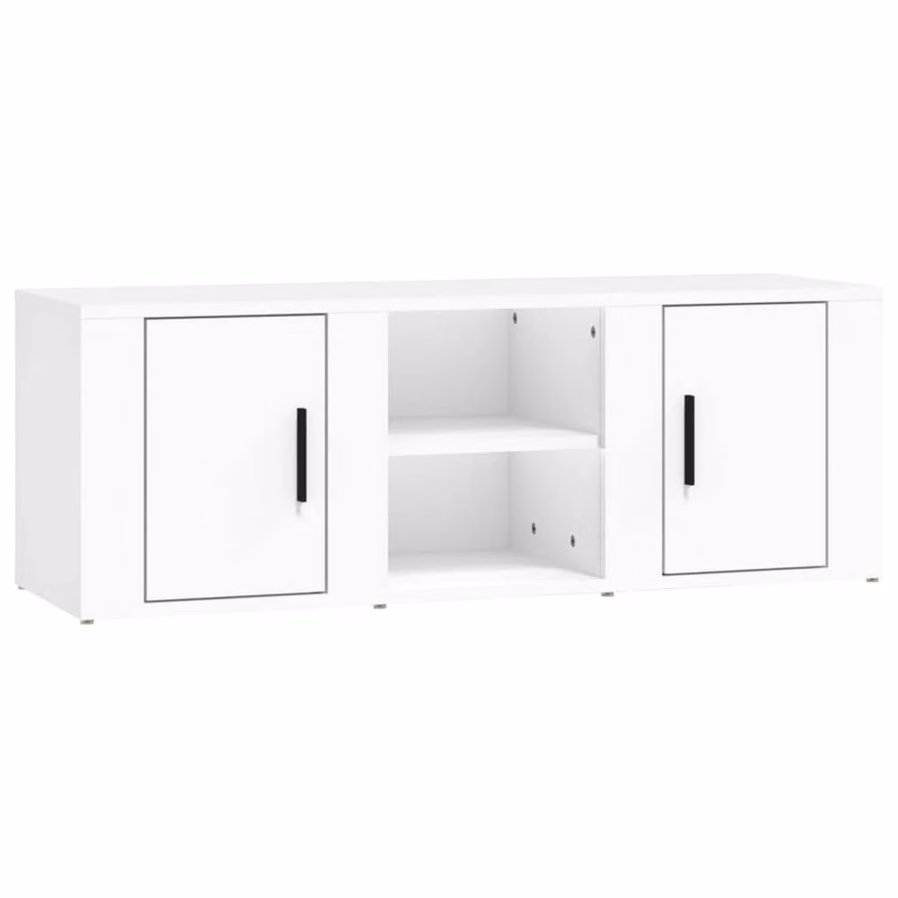 Berkfield Home Modern White TV Cabinet in Matt Engineered Wood, W: 100 cm, D: 31.5 cm, H: 35 cm – 2