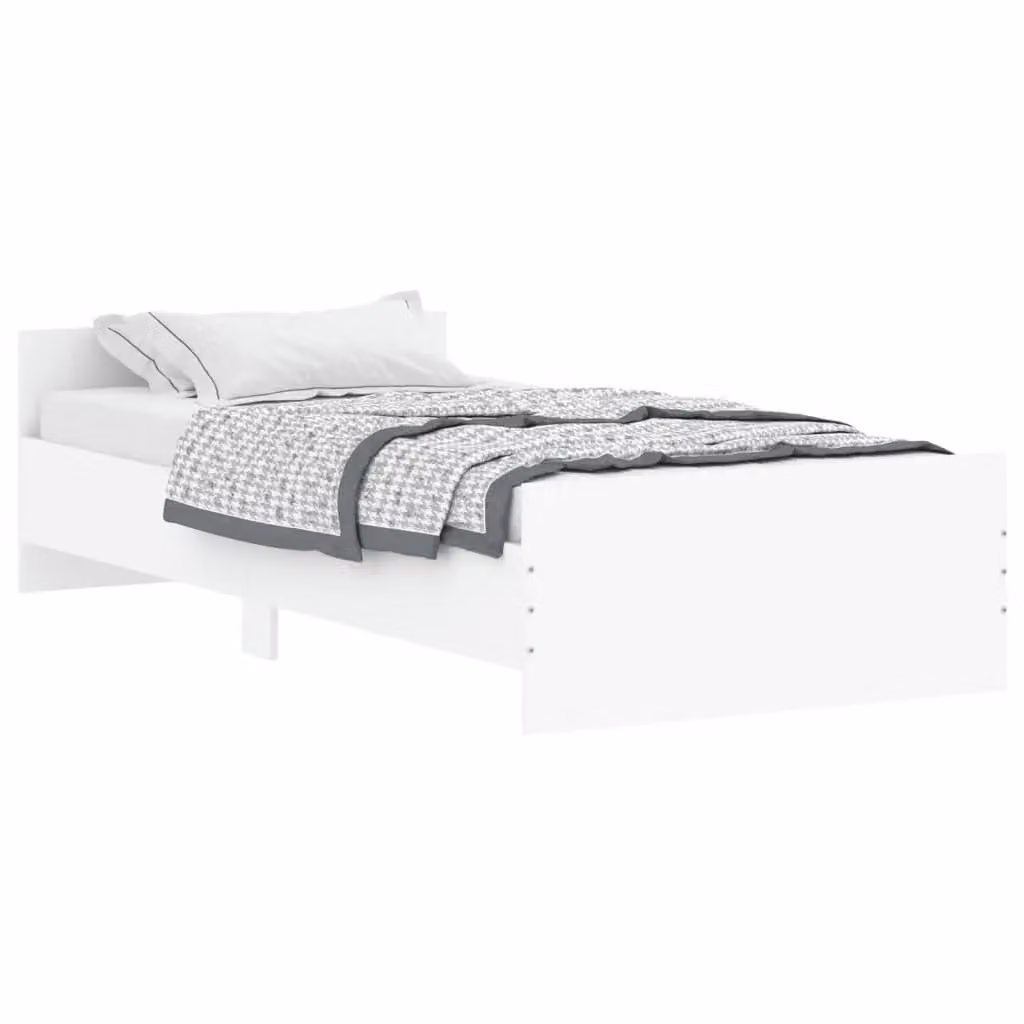 Berkfield Home Single Bed Frame in White, Engineered Wood, W/D/H: 90 x 190 cm – 2