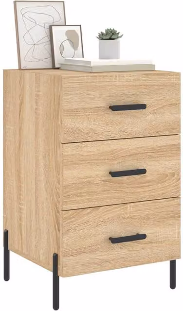 Berkfield Home Modern Bedside Cabinet in Sonoma Oak, Light Tan, W/D/H: 40 x 40 x 66 cm – 1