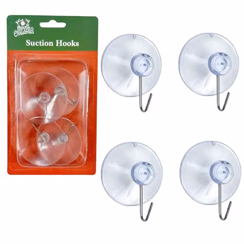 SHATCHI 6-Piece Heavy Duty Reusable Multi-Purpose Suction Hooks in Transparent PVC, Diameter: 53 mm