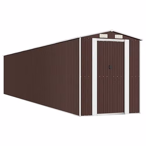 vidaXL Garden Shed in Dark Brown Galvanised Steel, W/D/H: 192 x 1021 x 223 cm