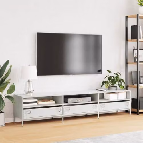 vidaXL Industrial White Metal TV Cabinet W/D/H: 202 x 39 x 43.5 cm – 2