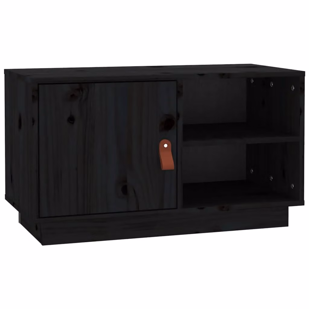 Berkfield Home Black Rustic Solid Wood Pine TV Cabinet W/D/H: 70 x 34 x 40 cm – 2