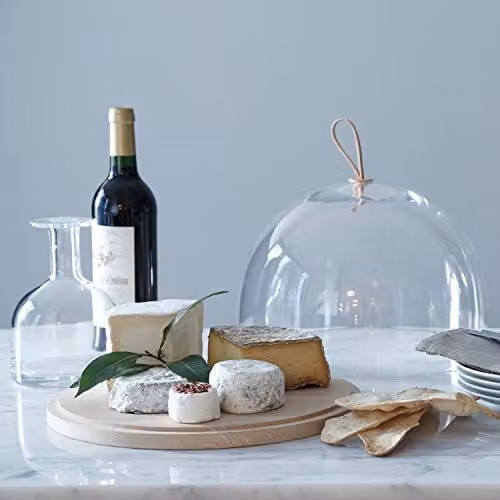 LSA International Ivalo Dome with Ash Base, Clear Glass and Wood, Diameter: 32 cm, Height: 20.5 cm – 2