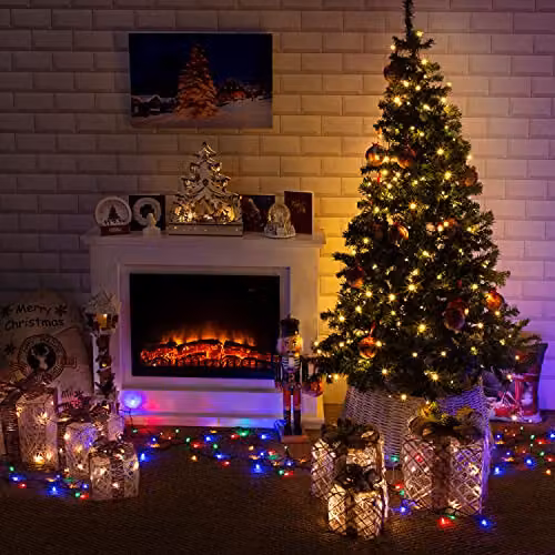 The Christmas Workshop 100 Warm White LED Chaser Fairy Lights with 8 Light Modes, 6.9 Metres, for Indoor or Outdoor Use – 5
