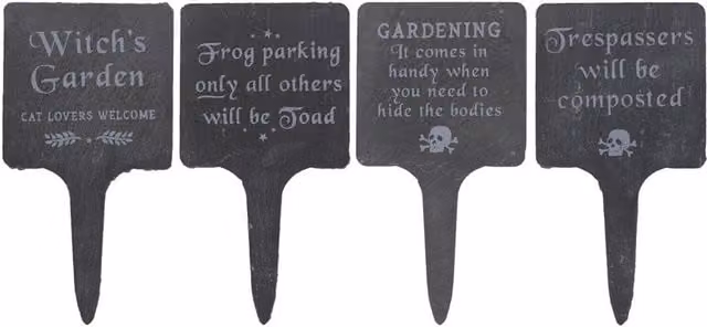 Kingsbury Gifts Set of 4 Witches Halloween Slate Garden Signs in Black
