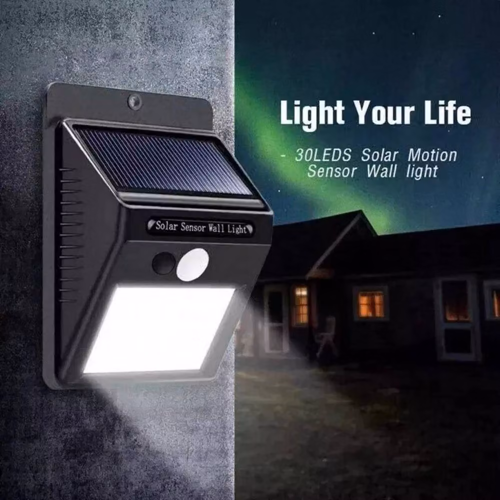FLAVORA LED Solar Outdoor Garden Security Wall Lamp with Motion Sensor, Black – 5