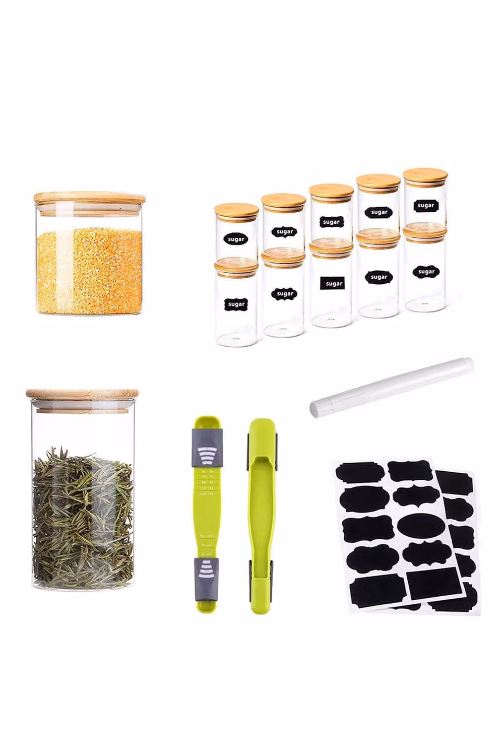 Garden Sanctuary Airtight Glass Storage Jar Set with Bamboo Lids in Transparent – 2