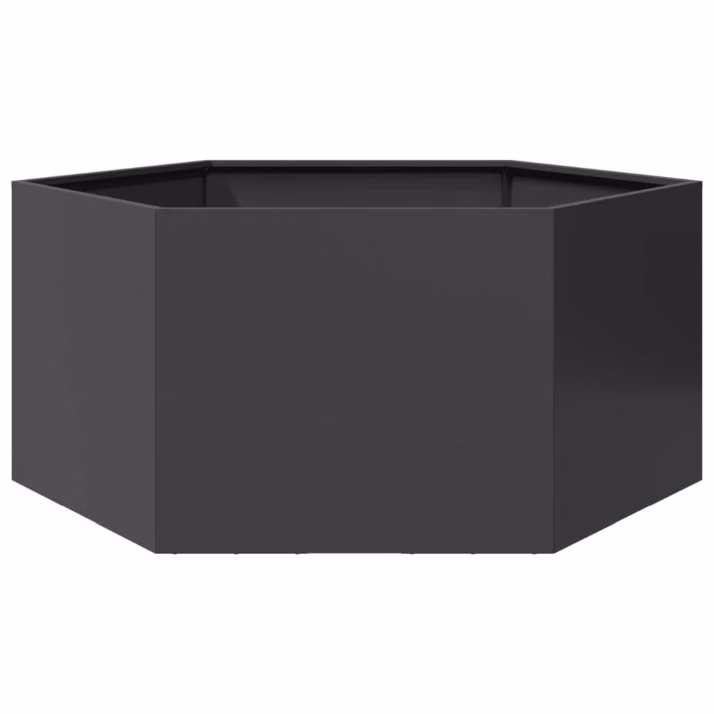 Berkfield Home Black Hexagon Steel Garden Planter W/D/H: 104 x 90 x 45 cm – 2