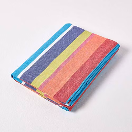 Homescapes Multicolour Striped Cotton Rectangular Tablecloth, W: 137 cm, L: 228 cm – 5