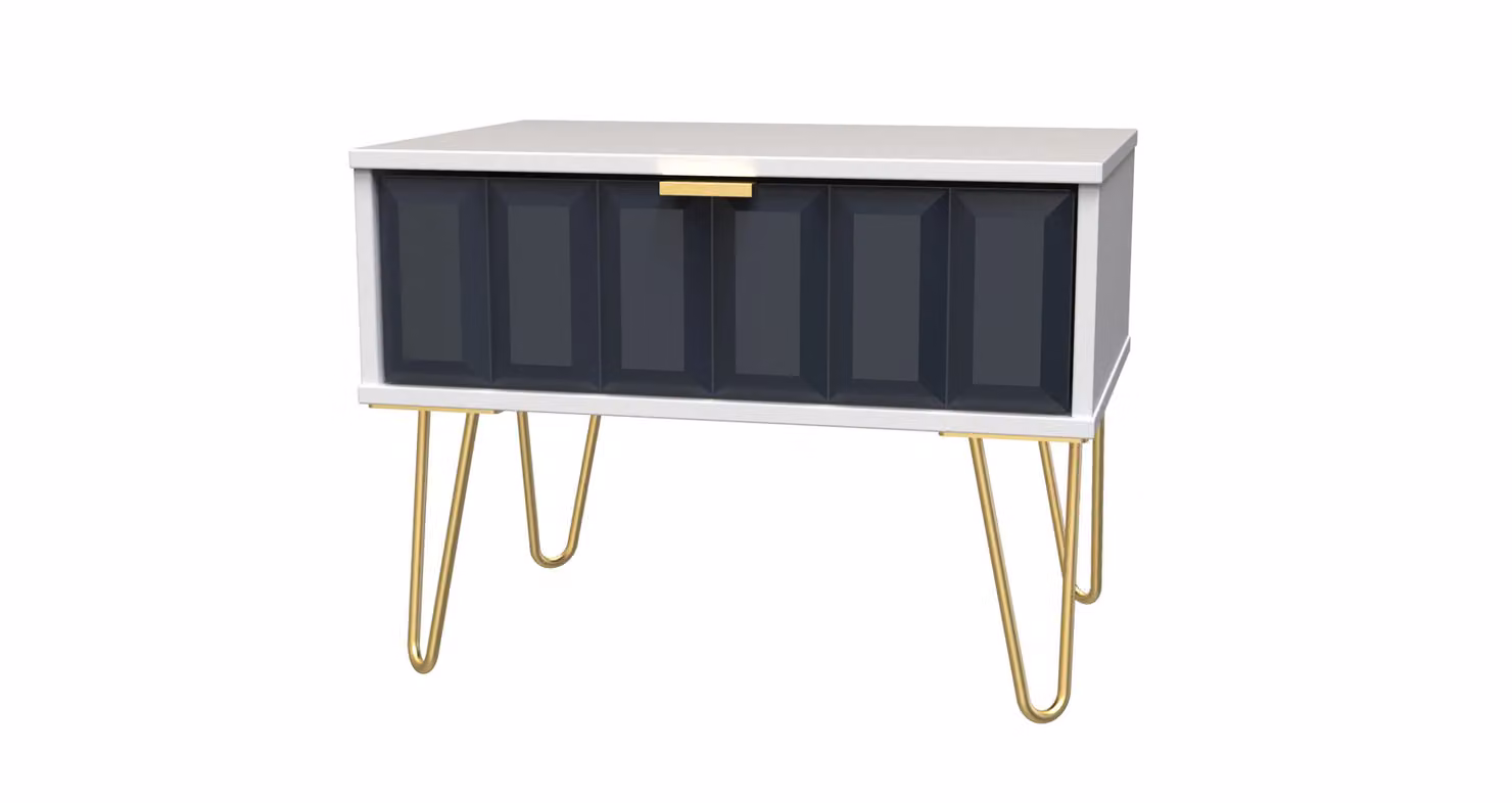 Ready Assembled 2 U Metro Wide Side Table with 1 Drawer in Dark Blue and Gold – 2
