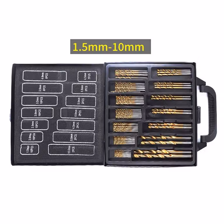 Ventryn 99 Piece HSS Twist Drill Bit Set with Red and Gold Metal Storage Case