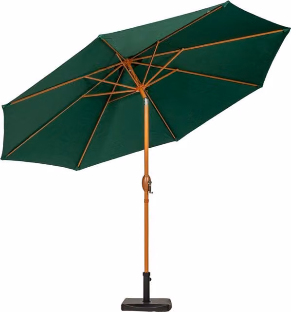 Royalcraft Green Crank and Tilt Parasol with Woodlook Aluminium Pole, 300 cm