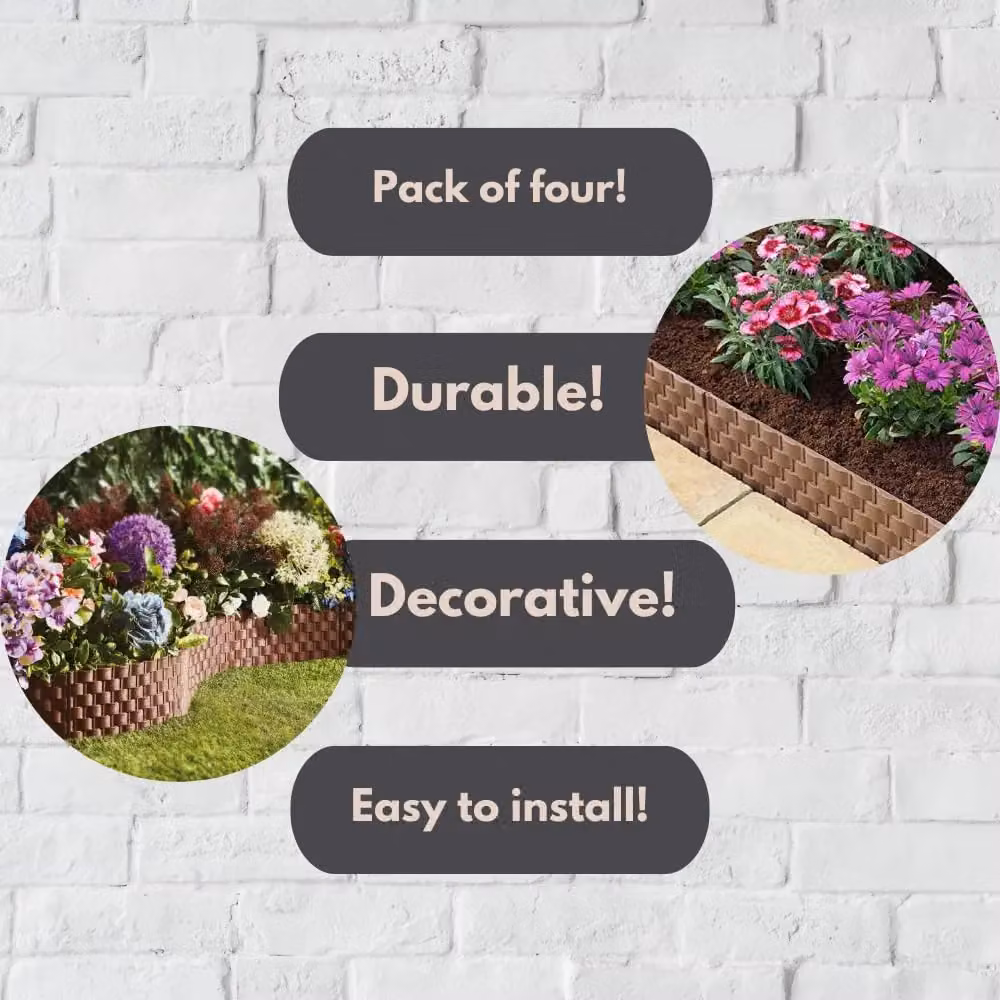 Marco Paul Rattan Style Garden Edging, Brown, 2.4m – 7