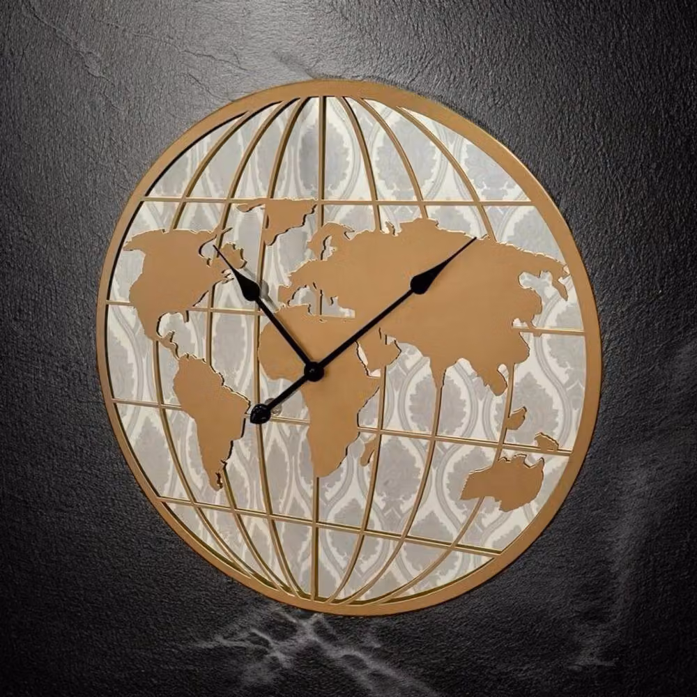 Minster Gold Abstract Round Analog Wall Clock, W60 x H60 cm – 3