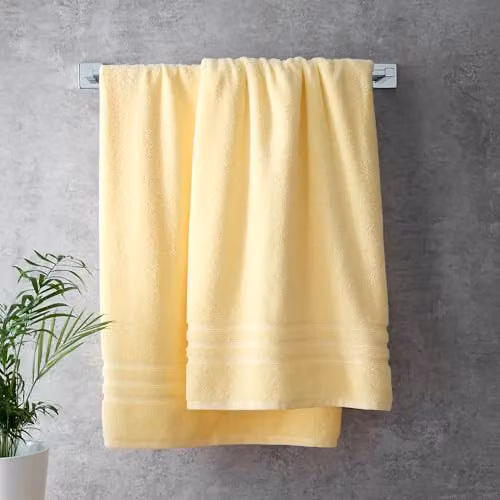 Catherine Lansfield Cotton Bath Sheet Pair, Yellow, W: 90 cm, H: 140 cm – 1