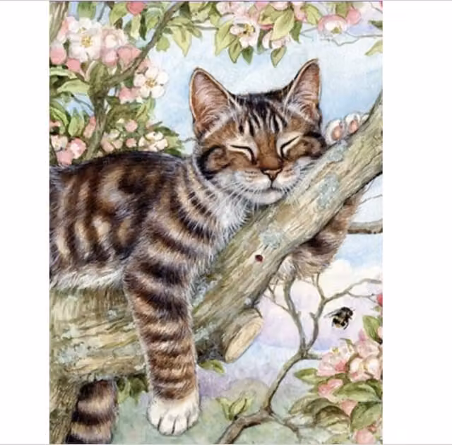 Syntego Cat On Branch Diamond Painting Kit, Multicolour
