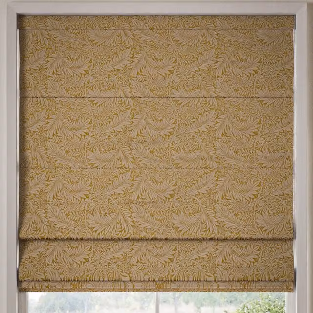 William Morris At Home Larkspur Floral Blackout Roman Blind in Yellow