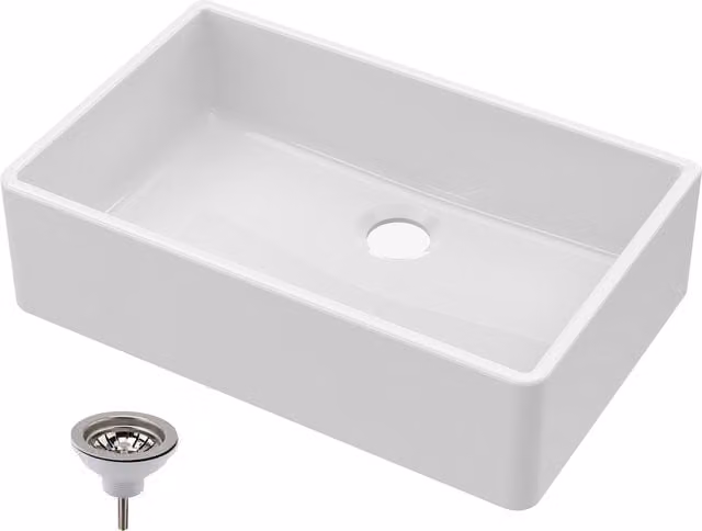 Balterley White Fireclay Butler Sink with Central Waste, W: 79.5 cm, D: 50 cm, H: 22 cm