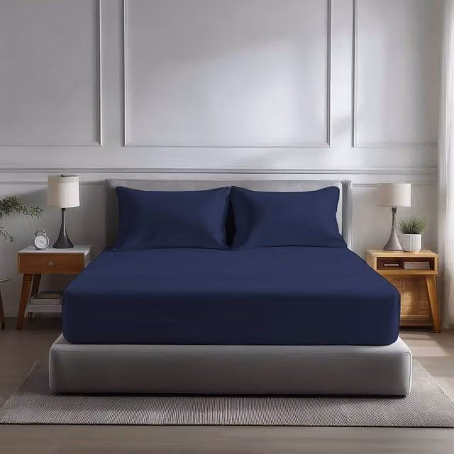 Snug City Navy Blue Microfibre Soft Touch Extra Deep Fitted Sheet, Super King, W/D/H: 200 x 200 x 40 cm