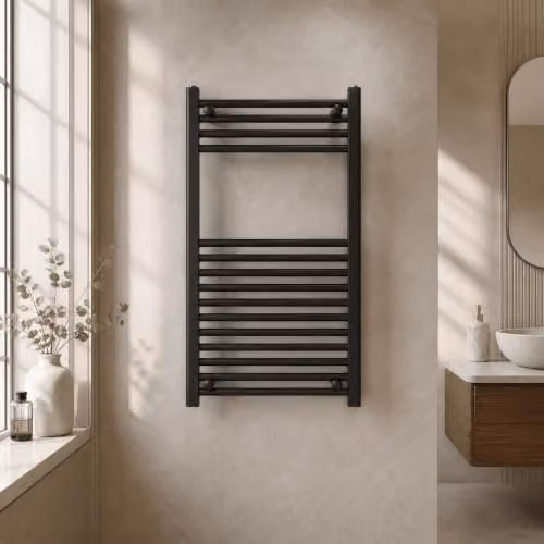 Balterley Anthracite Grey Round Straight Towel Radiator, W: 50 cm, H: 80 cm – 4