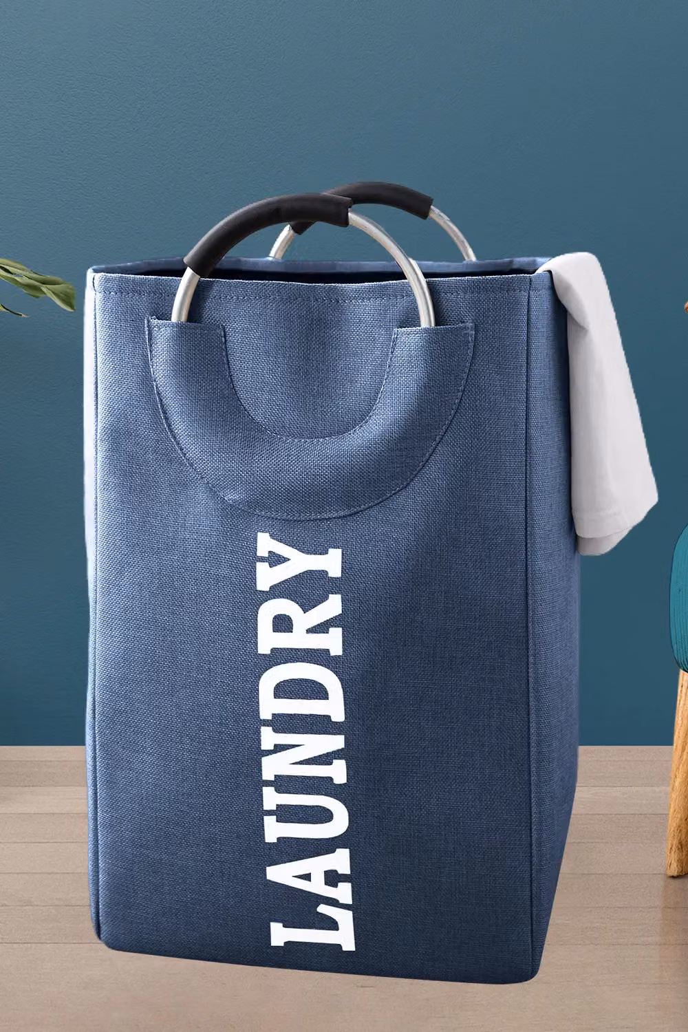 Neel Blue Collapsible Laundry Basket with Handles, 43L Navy Blue Foldable Laundry Hamper – 7
