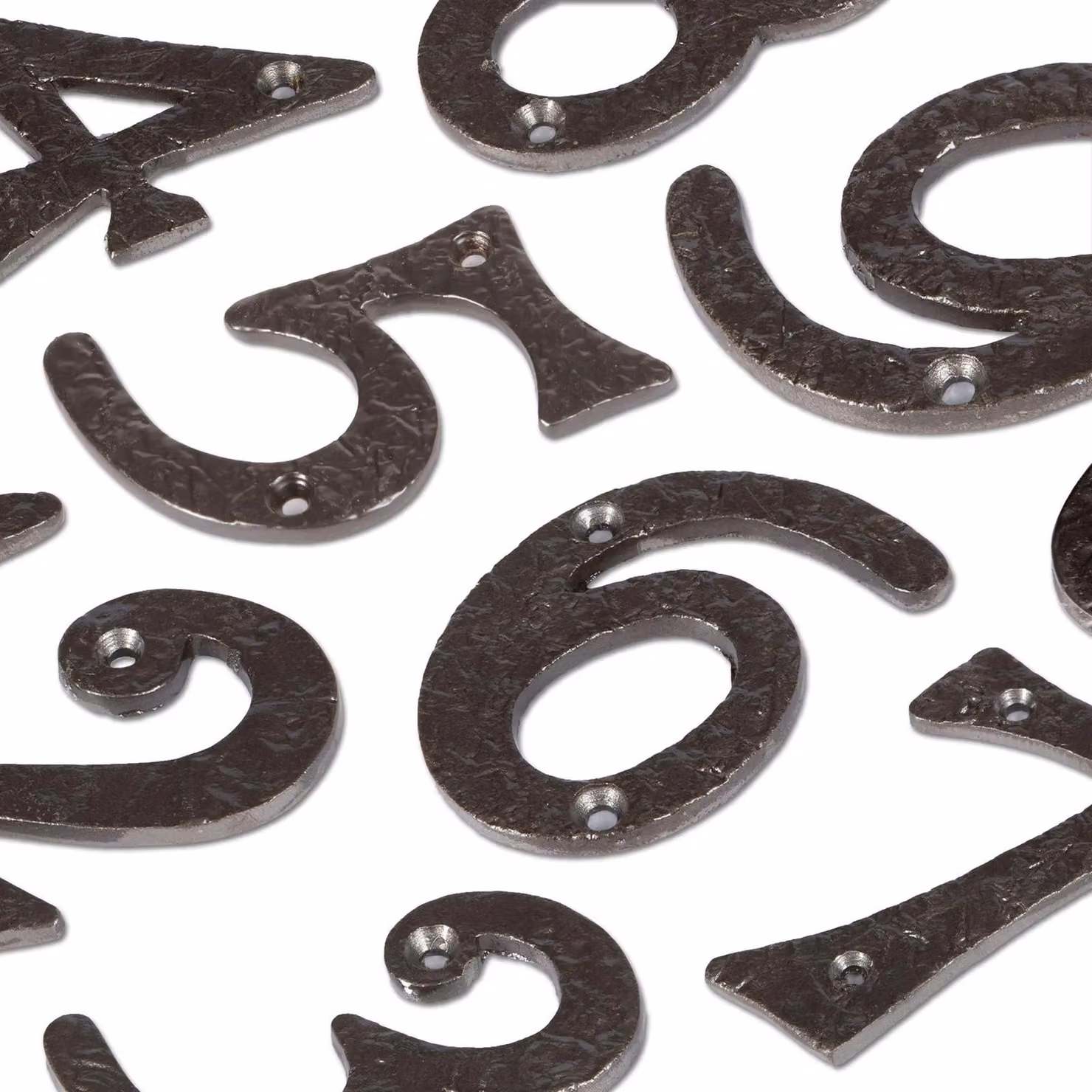 Hammer and Tongs Rustic Iron Number 7 Wall Numeral, Grey, Pack of 2, Height: 9 cm – 4