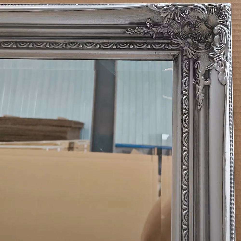 Agenzia 14 Extra Large Antique Silver Ornate Rectangular Leaner Wall Mirror, H 183 cm x W 122 cm – 2
