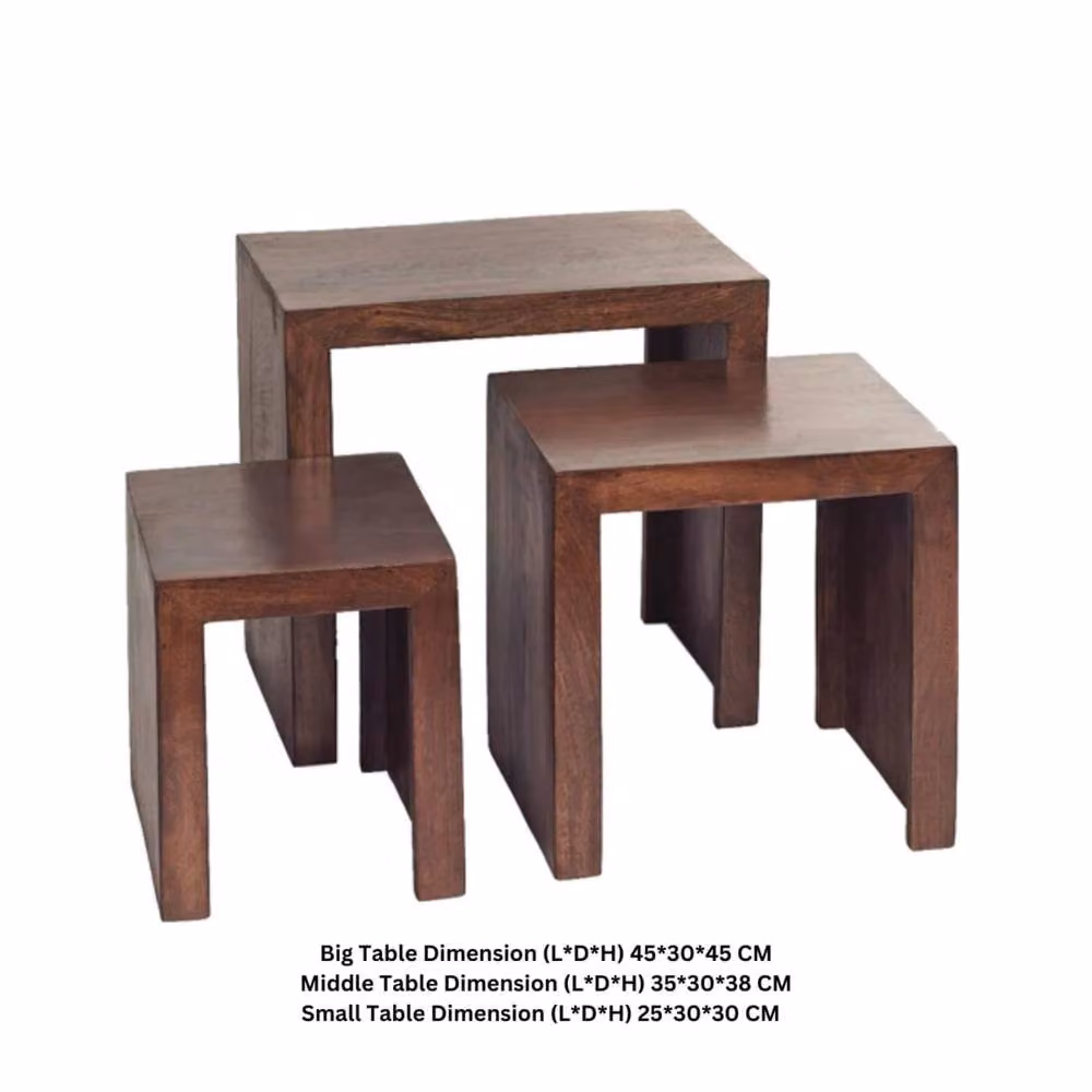 Wyld Haus Set of 3 Phuket Mango Wood Nesting Tables in Brown – 4